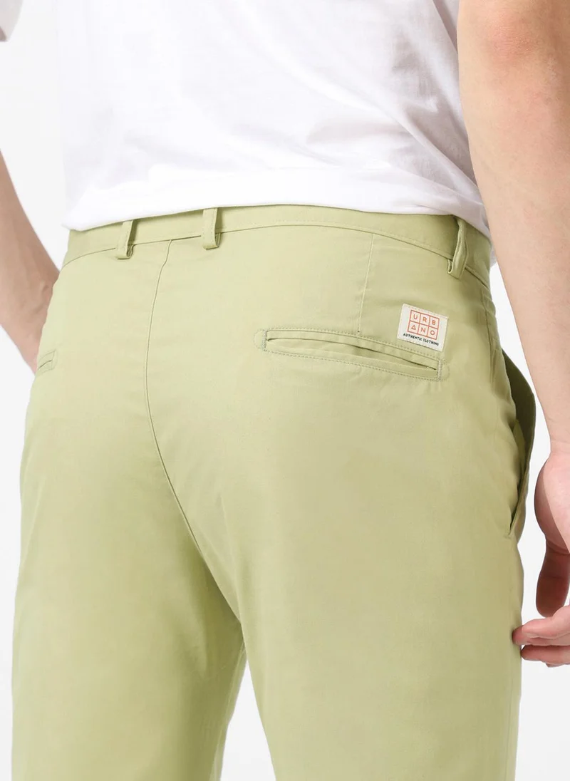Urbano Fashion  Urbano Fashion Men's Green Cotton Slim Fit Casual Chinos Trousers for Men | Best Price UAE